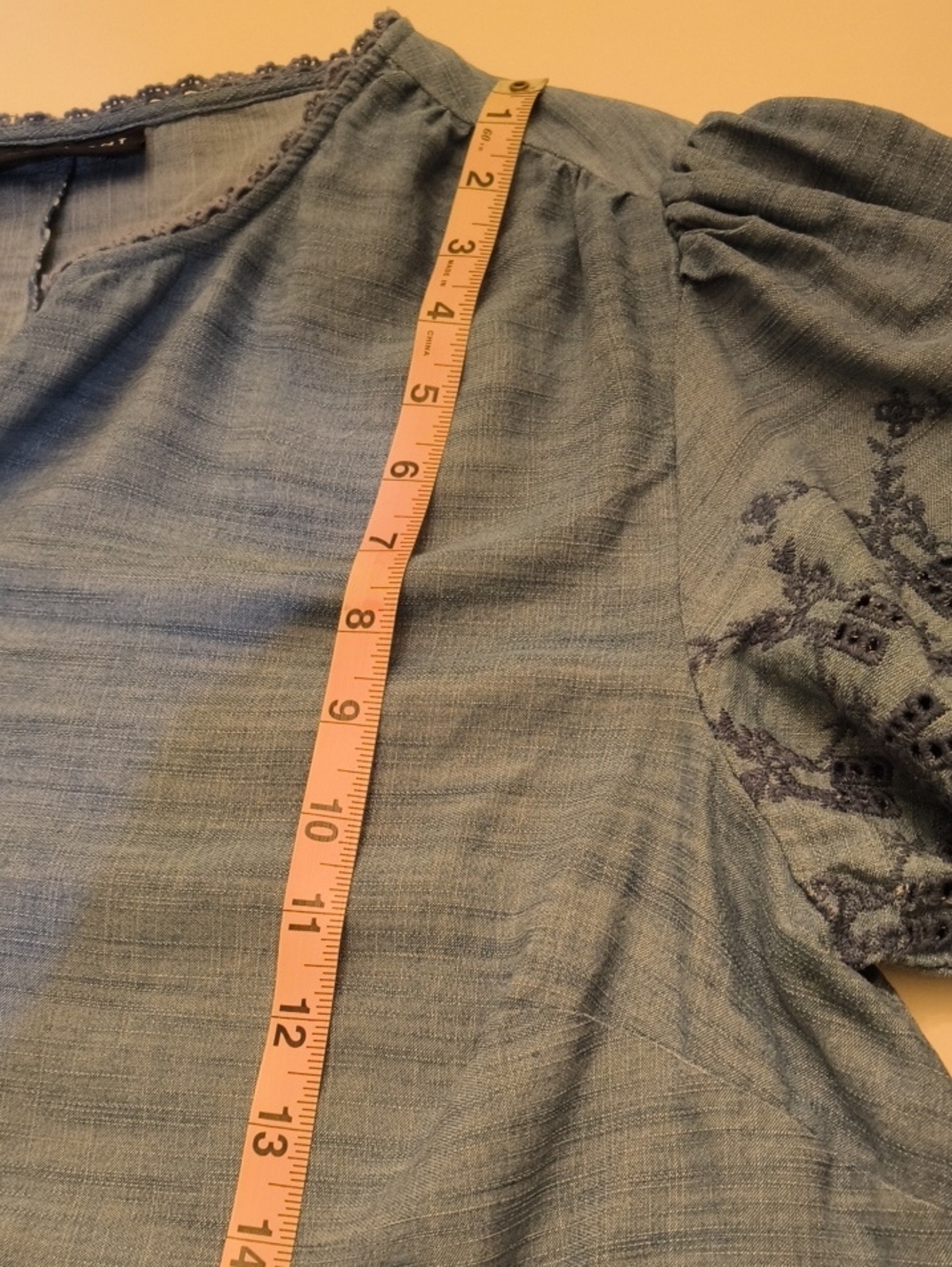 Lane Bryant Dusty Blue Embroidered V-Neck Top - Picture 9 of 11